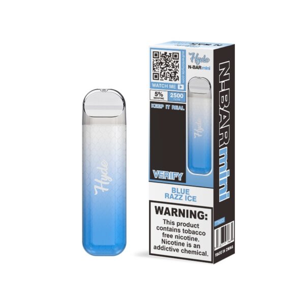 VAPORIZADOR HYDE N-BAR MINI 2500 PUFFS BLUE RAZZ ICE  CAJA X 10 UNDS